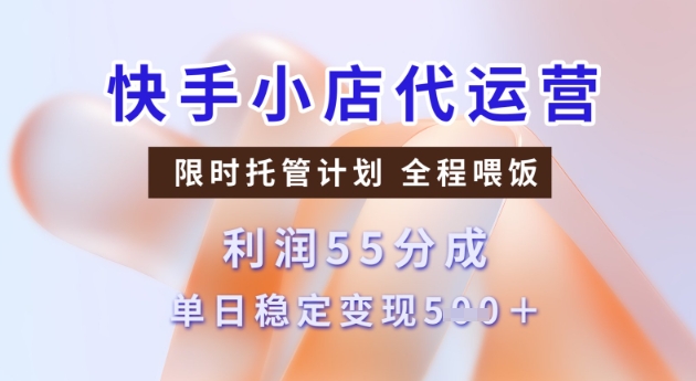 快手小店代运营3.0，模式新升级，收益55分，稳定单日5张【揭秘】-佳宛技术