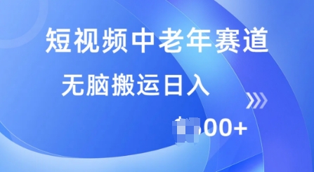 短视频中老年赛道，操作简单，多平台收益，无脑搬运日入多张-佳宛技术
