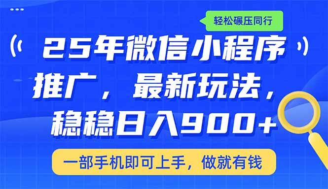 （14411期）25年最新小程序推广教学，稳定日入900+，轻松碾压同行-佳宛技术