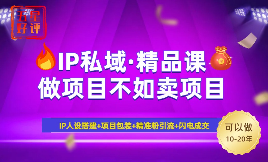 （14406期）2025年“IP私域·密训精品课”，日赚3000+小白避坑年赚百万，暴力引流…-佳宛技术